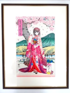 『当代美人彼女揃 加藤恵』木版画